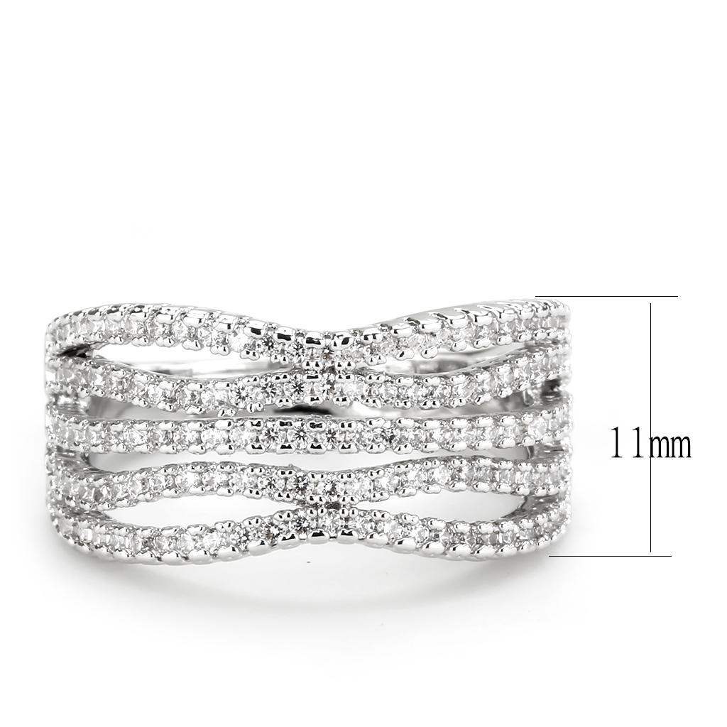 Alamode Rhodium Brass Ring with AAA Grade CZ in Clear - Alamode - Flyclothing LLC