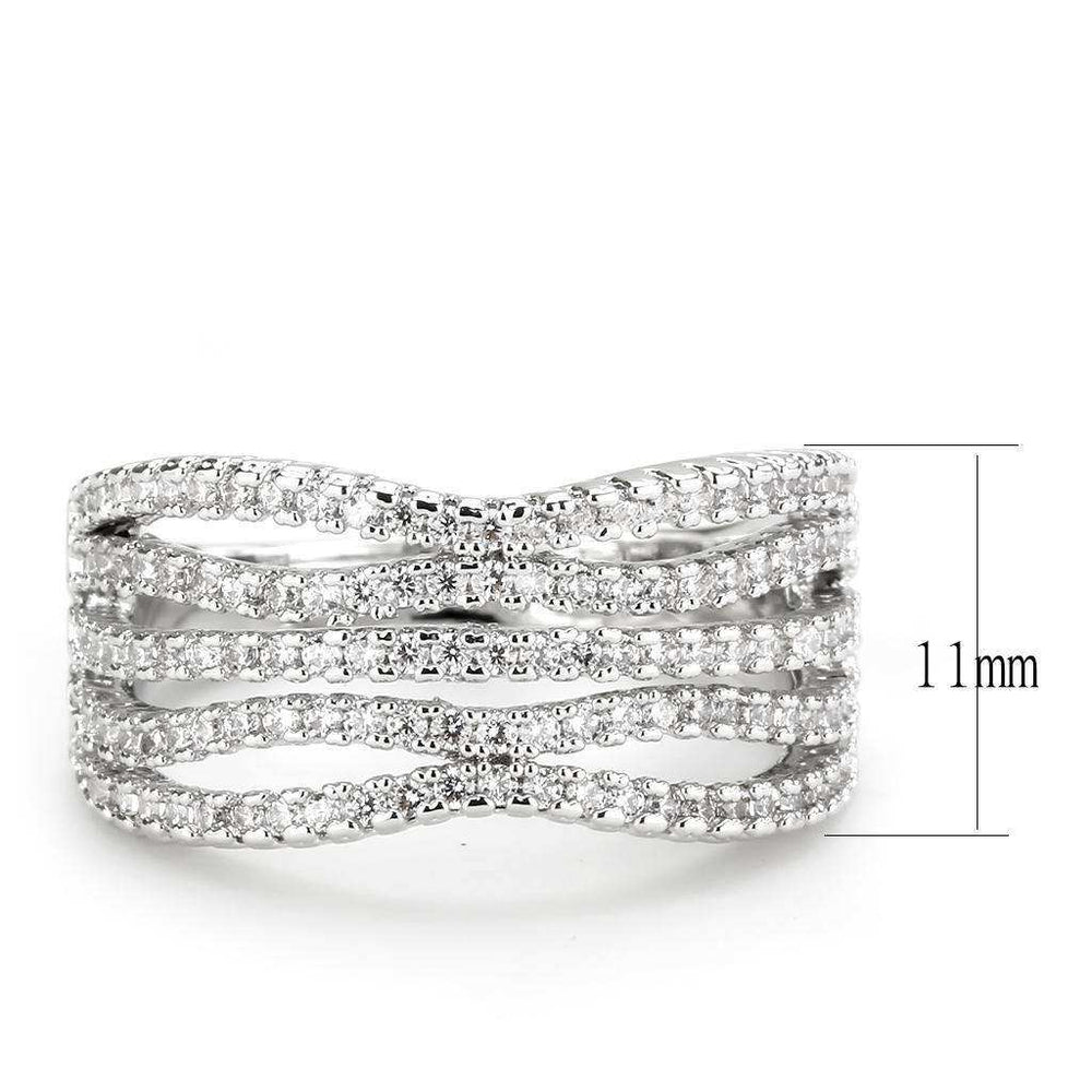 Alamode Rhodium Brass Ring with AAA Grade CZ in Clear - Alamode - Flyclothing LLC