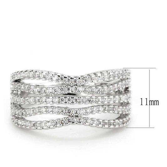 Alamode Rhodium Brass Ring with AAA Grade CZ in Clear - Alamode - Flyclothing LLC
