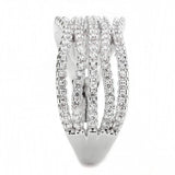 Alamode Rhodium Brass Ring with AAA Grade CZ in Clear - Alamode - Flyclothing LLC