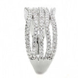 Alamode Rhodium Brass Ring with AAA Grade CZ in Clear - Alamode - Flyclothing LLC