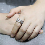 Alamode Rhodium Brass Ring with AAA Grade CZ in Clear - Alamode - Flyclothing LLC