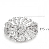 Alamode Rhodium Brass Ring with AAA Grade CZ in Clear - Alamode - Flyclothing LLC