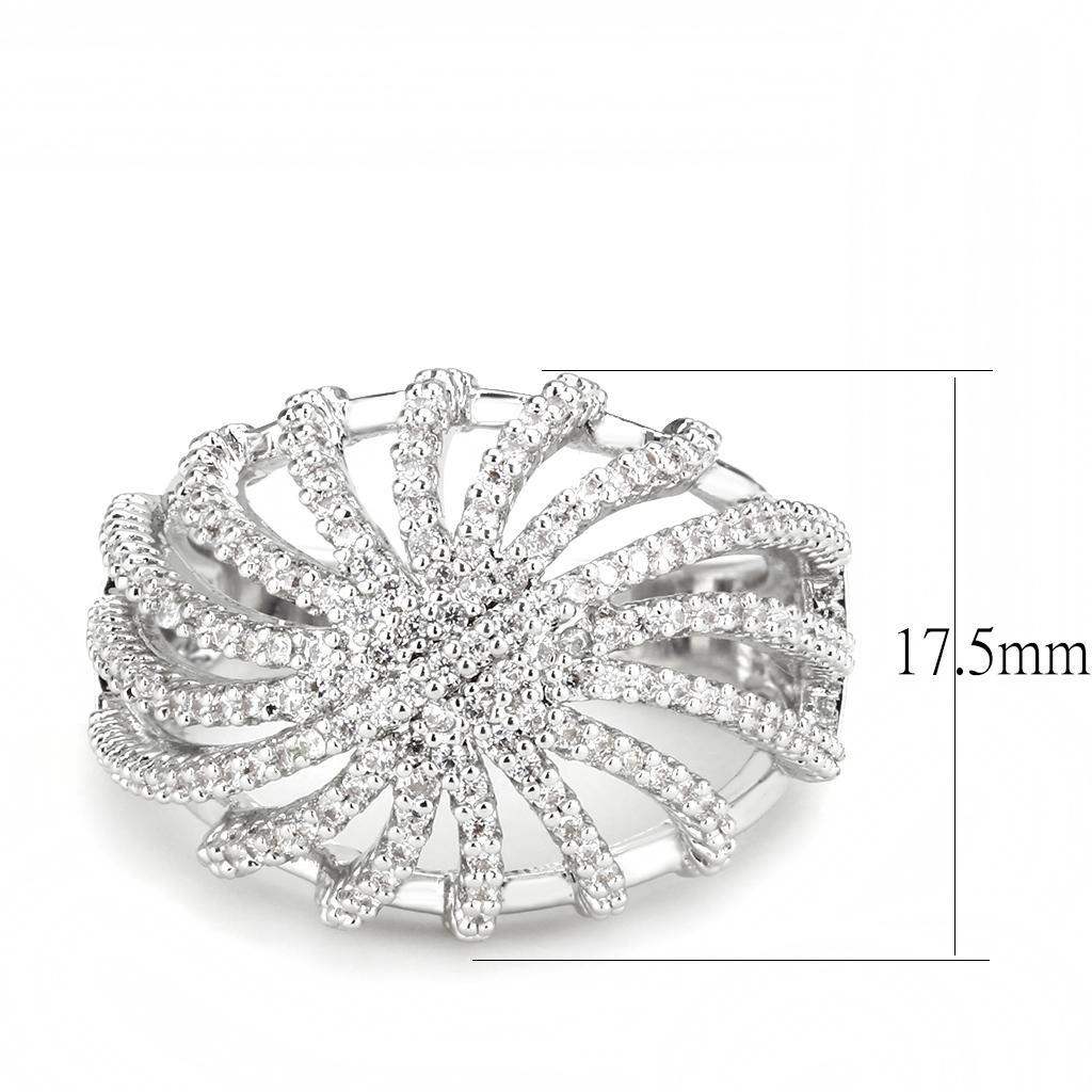 Alamode Rhodium Brass Ring with AAA Grade CZ in Clear - Alamode - Flyclothing LLC