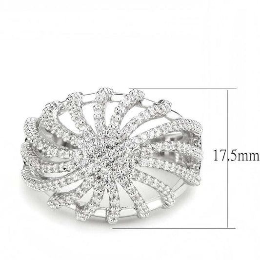 Alamode Rhodium Brass Ring with AAA Grade CZ in Clear - Alamode - Flyclothing LLC