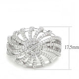 Alamode Rhodium Brass Ring with AAA Grade CZ in Clear - Alamode - Flyclothing LLC