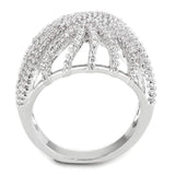 Alamode Rhodium Brass Ring with AAA Grade CZ in Clear - Alamode - Flyclothing LLC