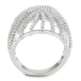 Alamode Rhodium Brass Ring with AAA Grade CZ in Clear - Alamode - Flyclothing LLC