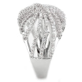 Alamode Rhodium Brass Ring with AAA Grade CZ in Clear - Alamode - Flyclothing LLC