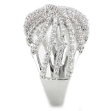 Alamode Rhodium Brass Ring with AAA Grade CZ in Clear - Alamode - Flyclothing LLC