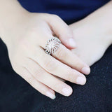 Alamode Rhodium Brass Ring with AAA Grade CZ in Clear - Alamode - Flyclothing LLC