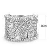Alamode Rhodium Brass Ring with AAA Grade CZ in Clear - Alamode - Flyclothing LLC