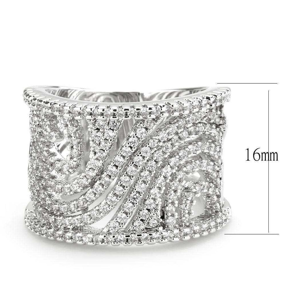 Alamode Rhodium Brass Ring with AAA Grade CZ in Clear - Alamode - Flyclothing LLC