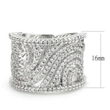 Alamode Rhodium Brass Ring with AAA Grade CZ in Clear - Alamode - Flyclothing LLC