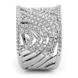 Alamode Rhodium Brass Ring with AAA Grade CZ in Clear - Alamode - Flyclothing LLC