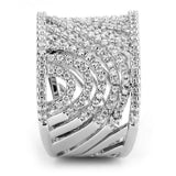Alamode Rhodium Brass Ring with AAA Grade CZ in Clear - Alamode - Flyclothing LLC