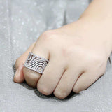 Alamode Rhodium Brass Ring with AAA Grade CZ in Clear - Alamode - Flyclothing LLC