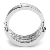 Alamode Rhodium Brass Ring with AAA Grade CZ in Clear - Alamode