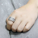 Alamode Rhodium Brass Ring with AAA Grade CZ in Clear - Alamode - Flyclothing LLC