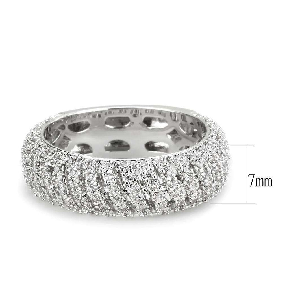 Alamode Rhodium Brass Ring with AAA Grade CZ in Clear - Alamode - Flyclothing LLC