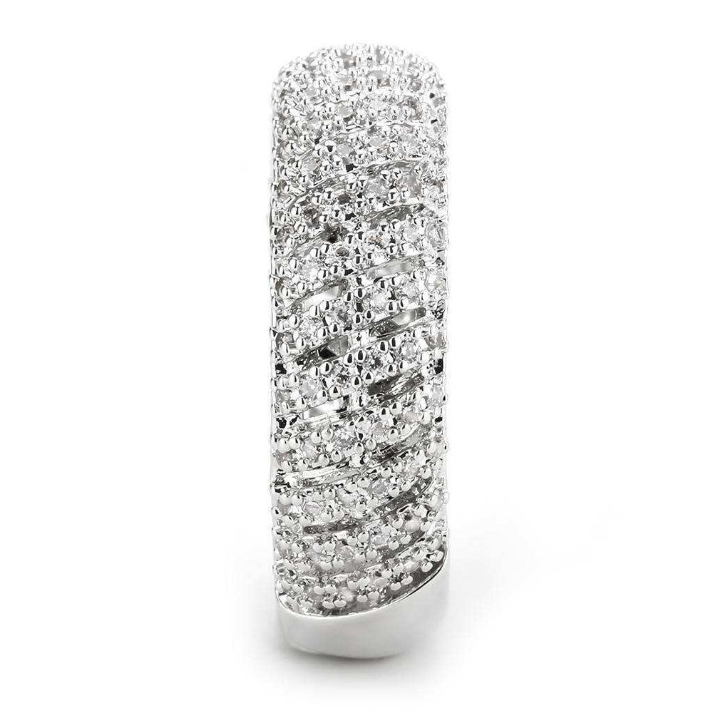Alamode Rhodium Brass Ring with AAA Grade CZ in Clear - Alamode - Flyclothing LLC