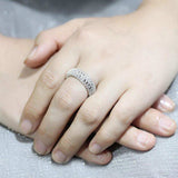 Alamode Rhodium Brass Ring with AAA Grade CZ in Clear - Alamode - Flyclothing LLC