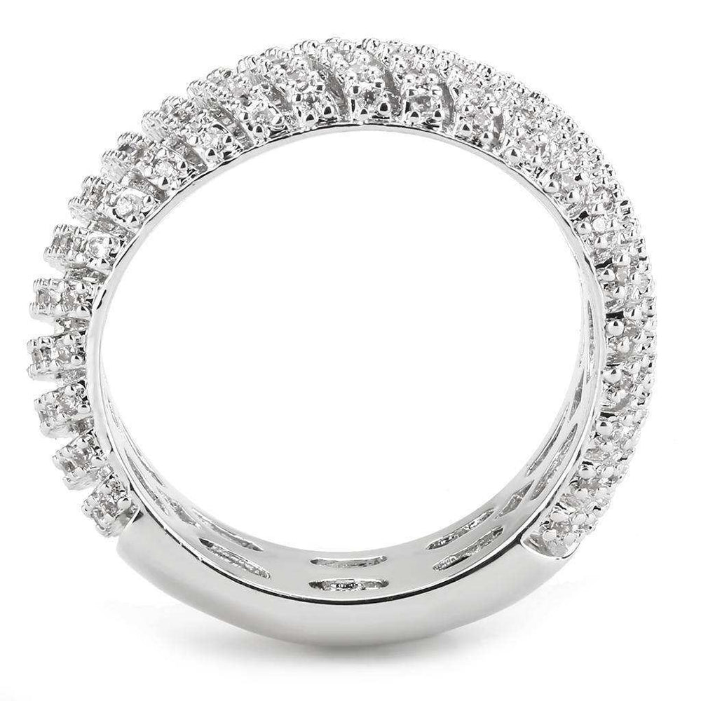 Alamode Rhodium Brass Ring with AAA Grade CZ in Clear - Alamode - Flyclothing LLC