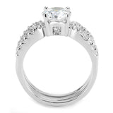 Alamode Rhodium Brass Ring with AAA Grade CZ in Clear - Alamode - Flyclothing LLC