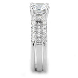 Alamode Rhodium Brass Ring with AAA Grade CZ in Clear - Alamode - Flyclothing LLC