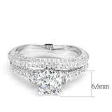 Alamode Rhodium Brass Ring with AAA Grade CZ in Clear - Alamode - Flyclothing LLC