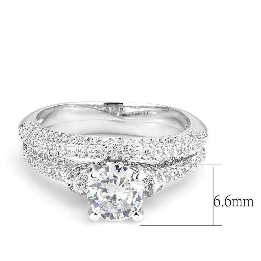 Alamode Rhodium Brass Ring with AAA Grade CZ in Clear - Alamode - Flyclothing LLC