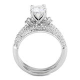 Alamode Rhodium Brass Ring with AAA Grade CZ in Clear - Alamode - Flyclothing LLC