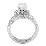 Alamode Rhodium Brass Ring with AAA Grade CZ in Clear - Alamode - Flyclothing LLC