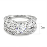 Alamode Rhodium Brass Ring with AAA Grade CZ in Clear - Alamode - Flyclothing LLC