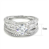 Alamode Rhodium Brass Ring with AAA Grade CZ in Clear - Alamode - Flyclothing LLC