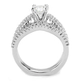 Alamode Rhodium Brass Ring with AAA Grade CZ in Clear - Alamode - Flyclothing LLC