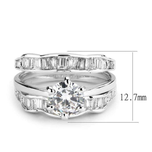Alamode Rhodium Brass Ring with AAA Grade CZ in Clear - Alamode - Flyclothing LLC