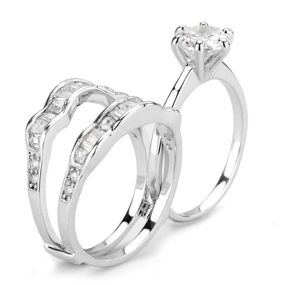 Alamode Rhodium Brass Ring with AAA Grade CZ in Clear - Alamode - Flyclothing LLC