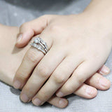 Alamode Rhodium Brass Ring with AAA Grade CZ in Clear - Alamode - Flyclothing LLC