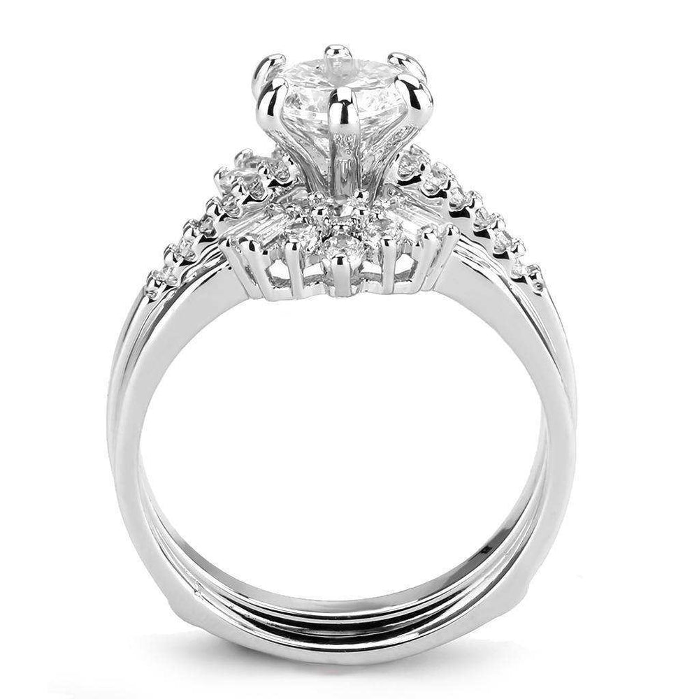 Alamode Rhodium Brass Ring with AAA Grade CZ in Clear - Alamode - Flyclothing LLC