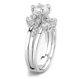 Alamode Rhodium Brass Ring with AAA Grade CZ in Clear - Alamode - Flyclothing LLC