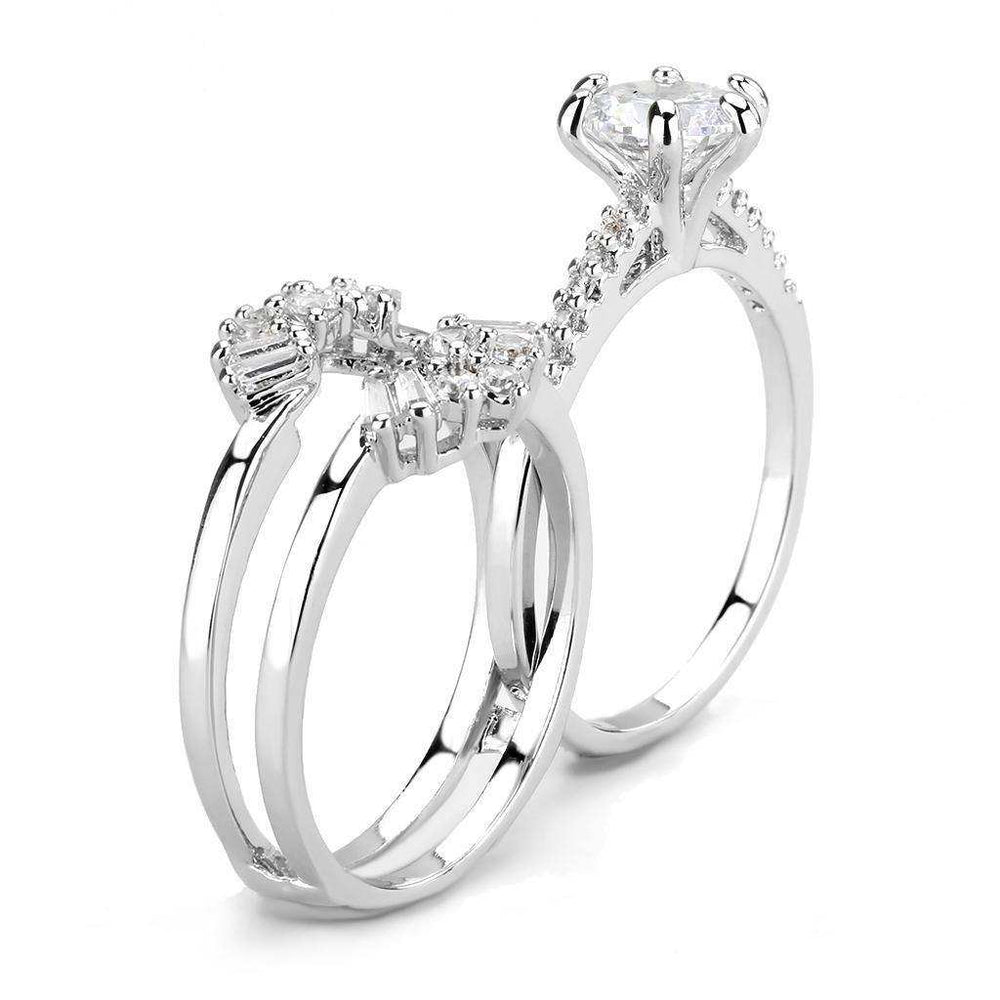 Alamode Rhodium Brass Ring with AAA Grade CZ in Clear - Alamode - Flyclothing LLC
