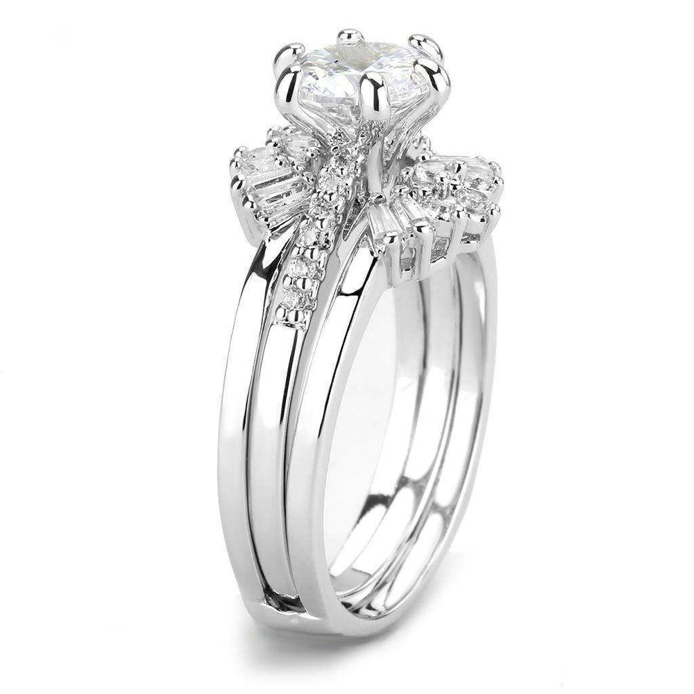 Alamode Rhodium Brass Ring with AAA Grade CZ in Clear - Alamode - Flyclothing LLC