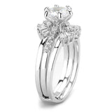 Alamode Rhodium Brass Ring with AAA Grade CZ in Clear - Alamode - Flyclothing LLC