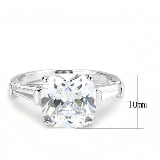 Alamode Rhodium Brass Ring with AAA Grade CZ in Clear - Alamode - Flyclothing LLC