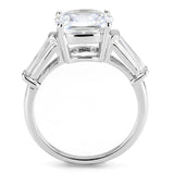 Alamode Rhodium Brass Ring with AAA Grade CZ in Clear - Alamode