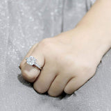 Alamode Rhodium Brass Ring with AAA Grade CZ in Clear - Alamode - Flyclothing LLC