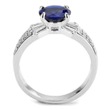 Alamode Rhodium Brass Ring with Synthetic Spinel in London Blue - Alamode