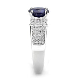 Alamode Rhodium Brass Ring with Synthetic Spinel in London Blue - Alamode - Flyclothing LLC