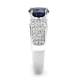 Alamode Rhodium Brass Ring with Synthetic Spinel in London Blue - Alamode